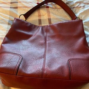 Bueno red leather like shoulder bag